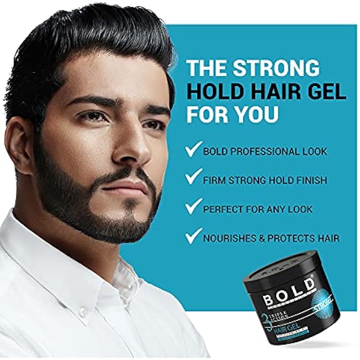 Bold Professional Triple Action Strong Hair Gel - Pro Vitamin B5 - Long-Lasting Shine - Strong - 1000 Ml - Image 4